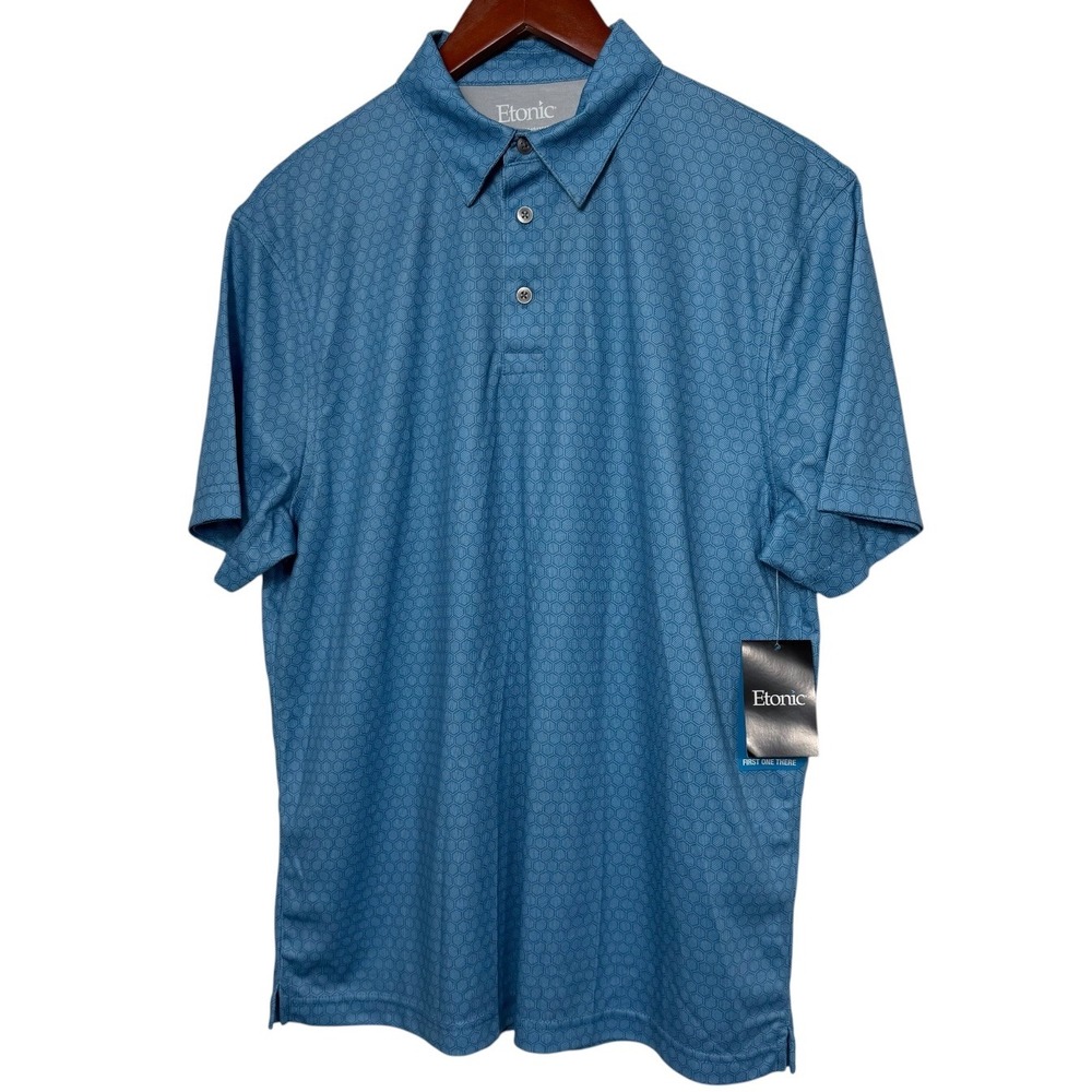 Etonic Mens Sky Blue Hexagon Honeycomb Golf Polo Shirt BRQS3C6070 NWT Size M